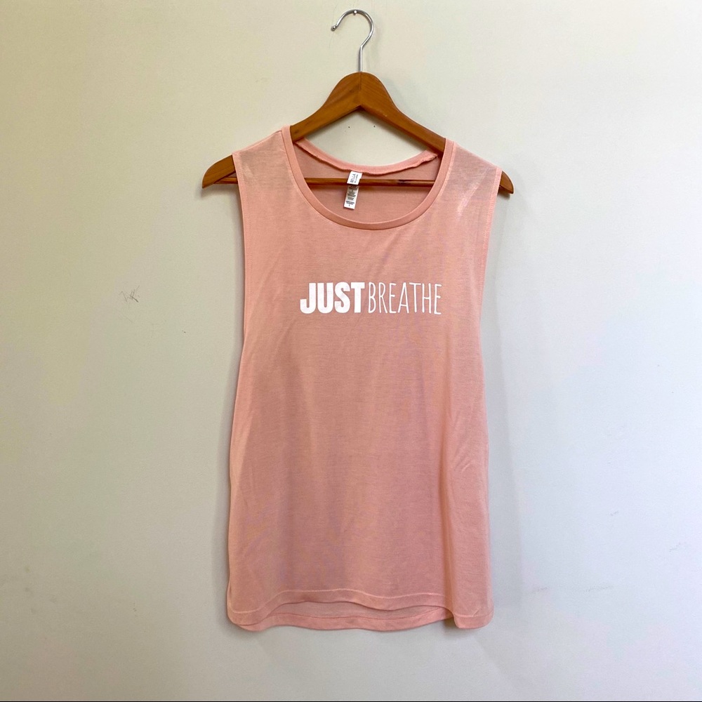 Bella Canvas Tank Blush Pink Just Breathe Large